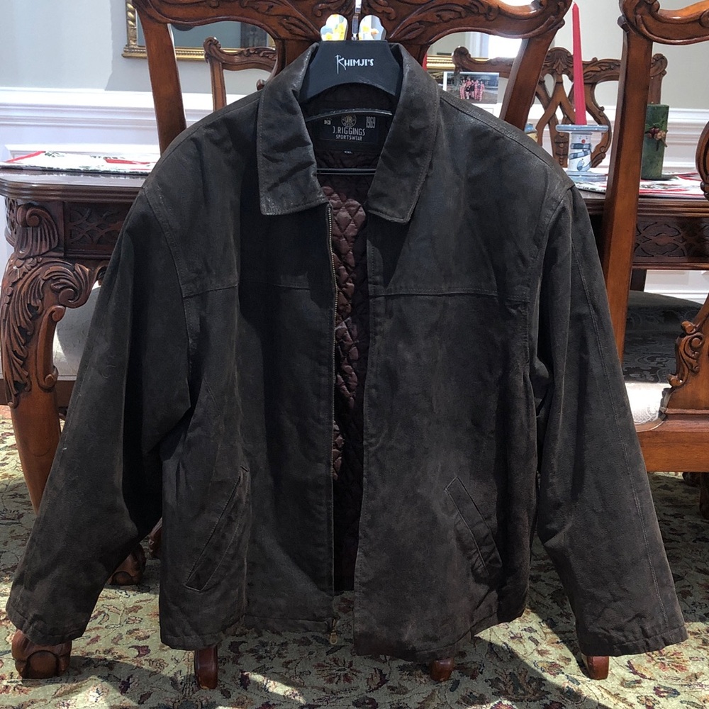 J. Riggings Men's Genuine Leather Racer Jacket XXL Espresso - Preloved Condition